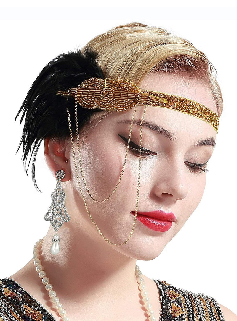 1920s Gold Great Gatsby Flapper Headpiece