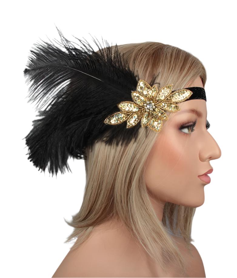 1920s Headband Feather Great Gatsby Flapper Headpiece