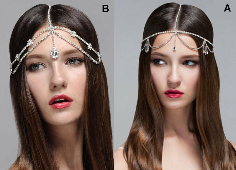 Silver Rhinestones Head Chain Accessorie