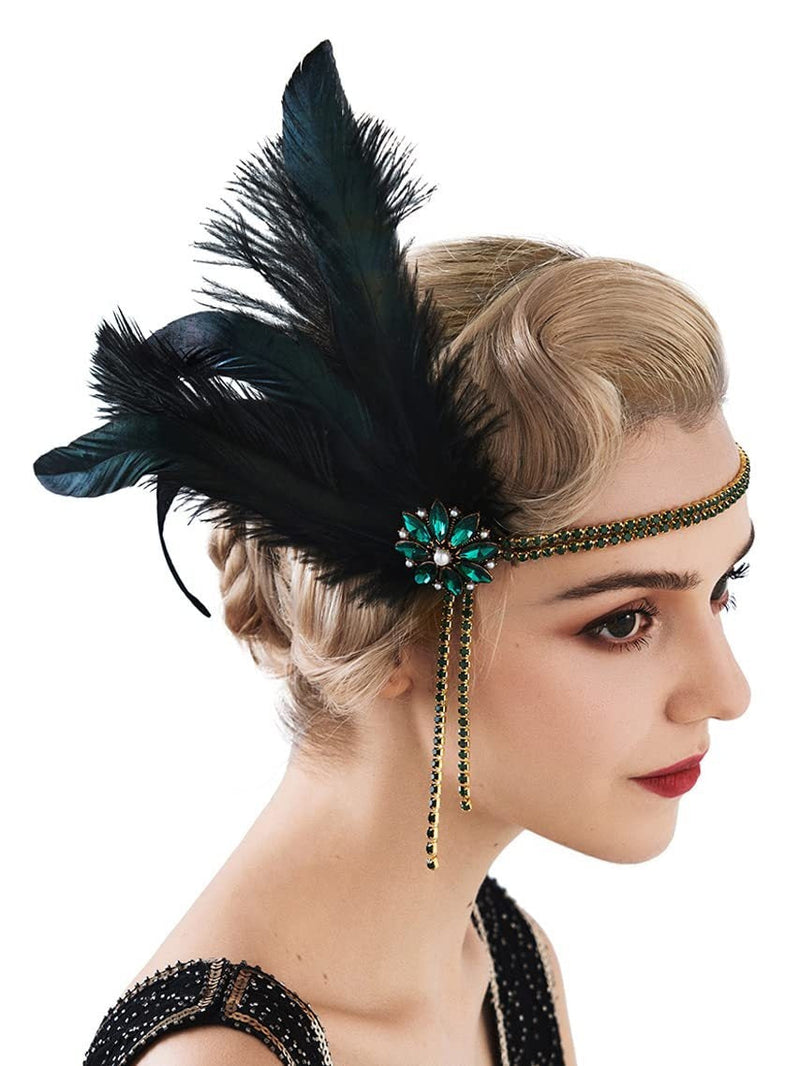 Ladies Black 20s Art Deco Flapper Headband