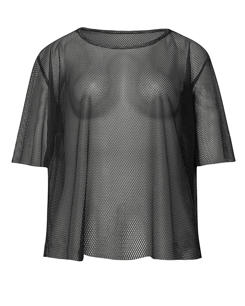 Black Neon Fishnet Vest Top T-Shirt 1980s Costume