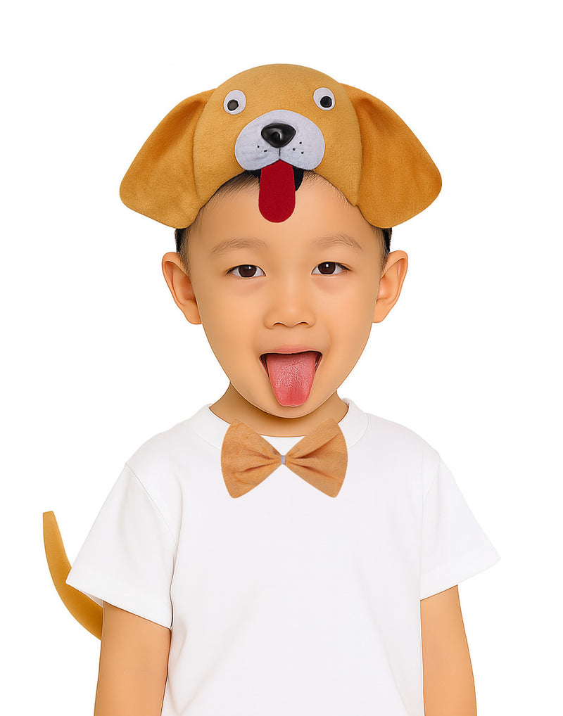 Kids Dog Costume Accessory Set - Puppy Headband, Bow Tie & Tail