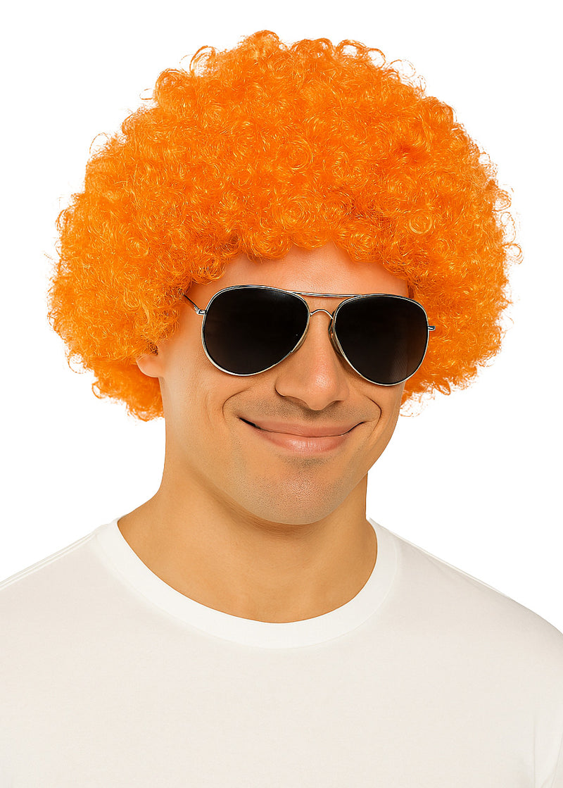 Adult Orange Afro Wig - 70s Disco Funky Clown Costume Accessory