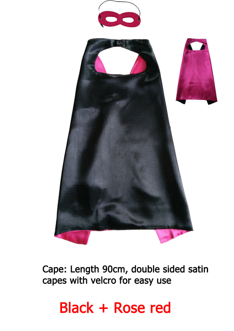 Kids Reversible Superhero Cape & Mask Set - Black & Hot Pink Costume Accessory