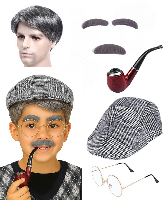 Kids and Adults Old Man Costume Accessory Set - 100 Days Grandpa Kit