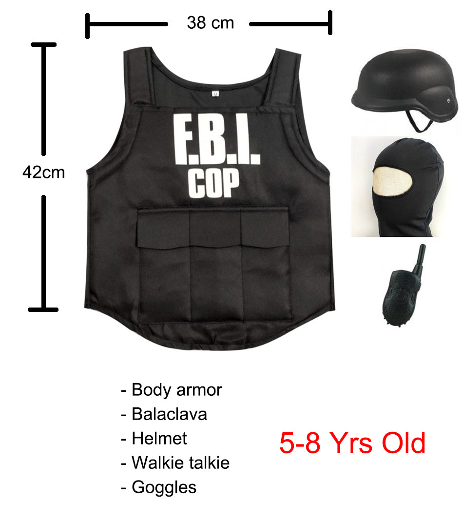 Fbi Customes Kids FBI Tactical Costume - SWAT Body Armor & Helmet – Kids Book Week ...