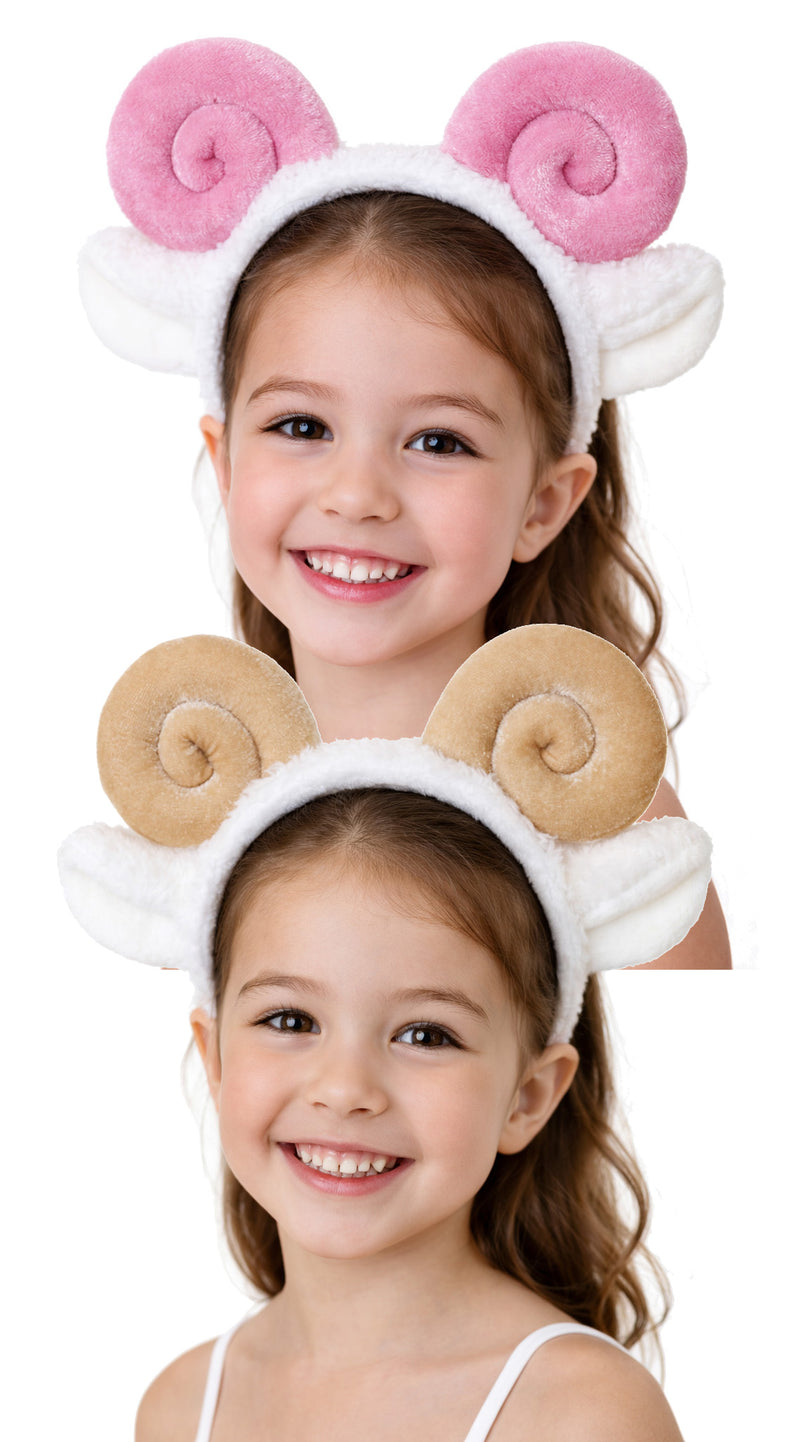 Kids Sheep Horn Headband - Farm Animal Lamb Ears Costume Accessory