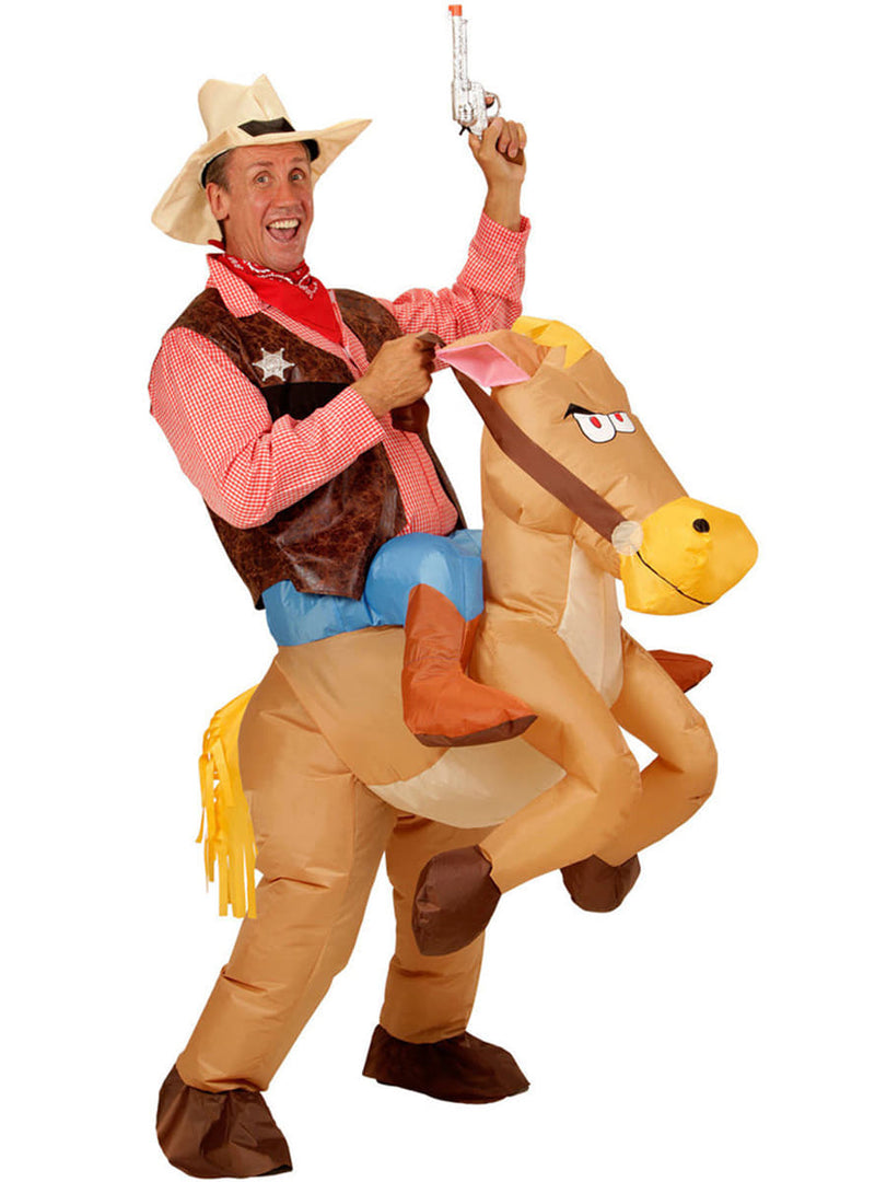 Adult Inflatable Cowboy Costume - Ride-On Horse Western Outfit