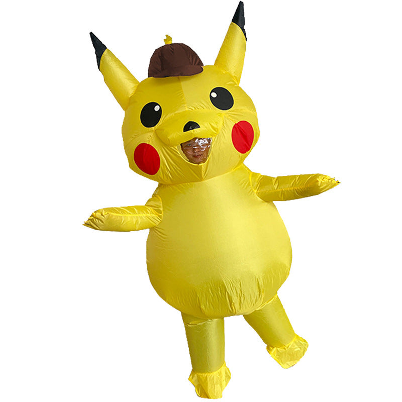 Kids and Adults Inflatable Detective Mouse Costume - Yellow Electric Rodent Suit