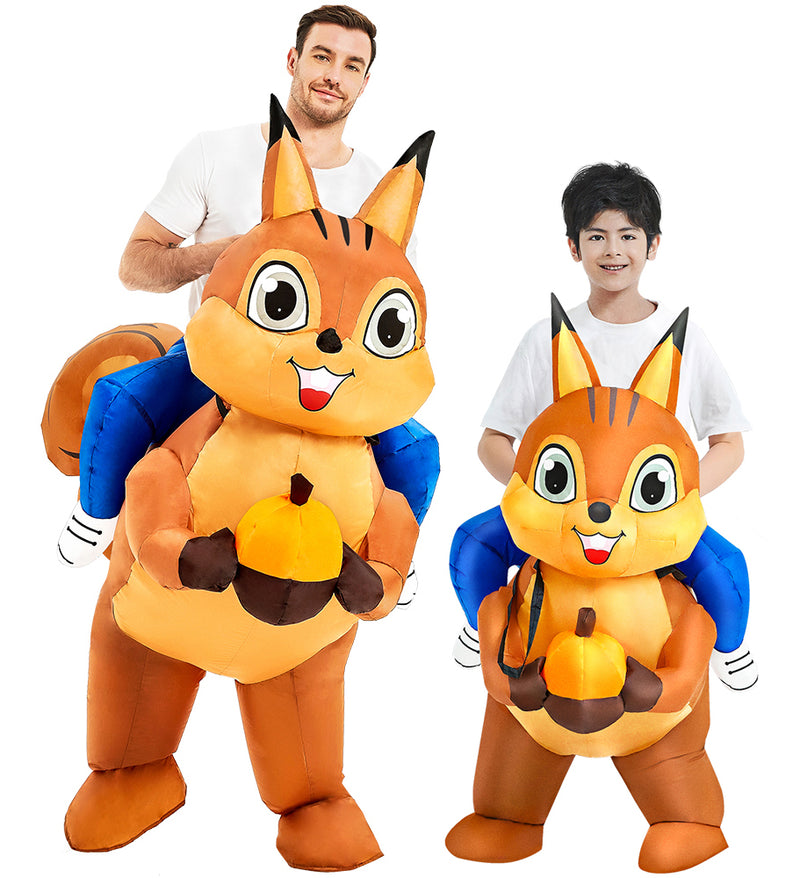 Kids and Adults Inflatable Squirrel Costume - Ride-On Acorn Chipmunk Suit