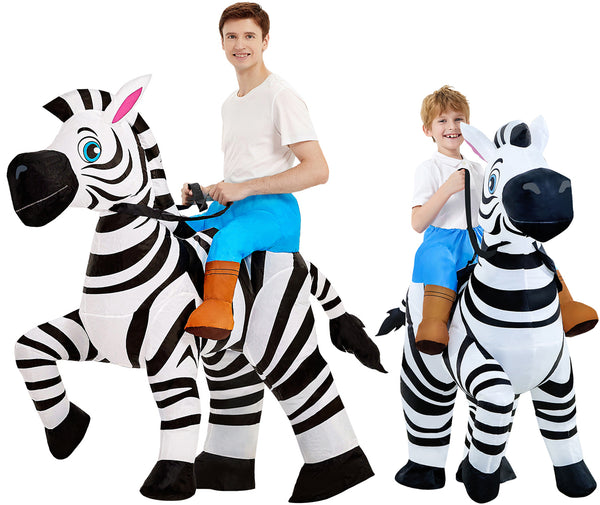 Kids and Adults Inflatable Zebra Costume - Ride-On Safari Animal Suit