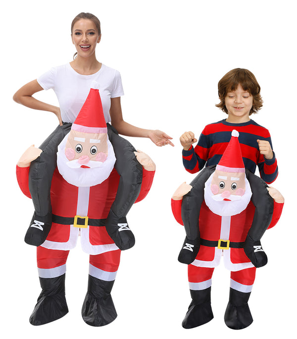 Kids and Adults Inflatable Santa Costume - Christmas Piggyback Ride-On Suit