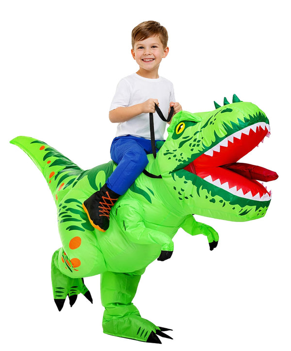 Kids Inflatable T-Rex Riding Costume - Dinosaur Rider Illusion Suit