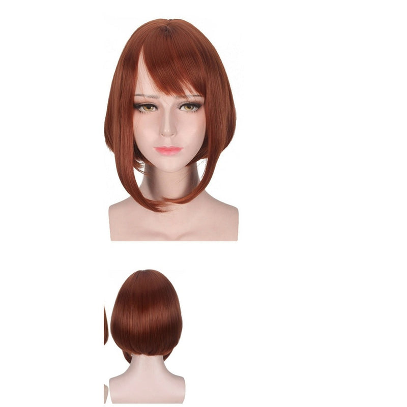 Adult Anime Brown Bob Wig - Short Hero Student Cosplay Wig