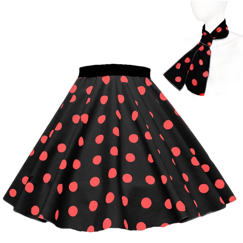 Black With red dot 1950's Rock n Roll Dot Style skirt