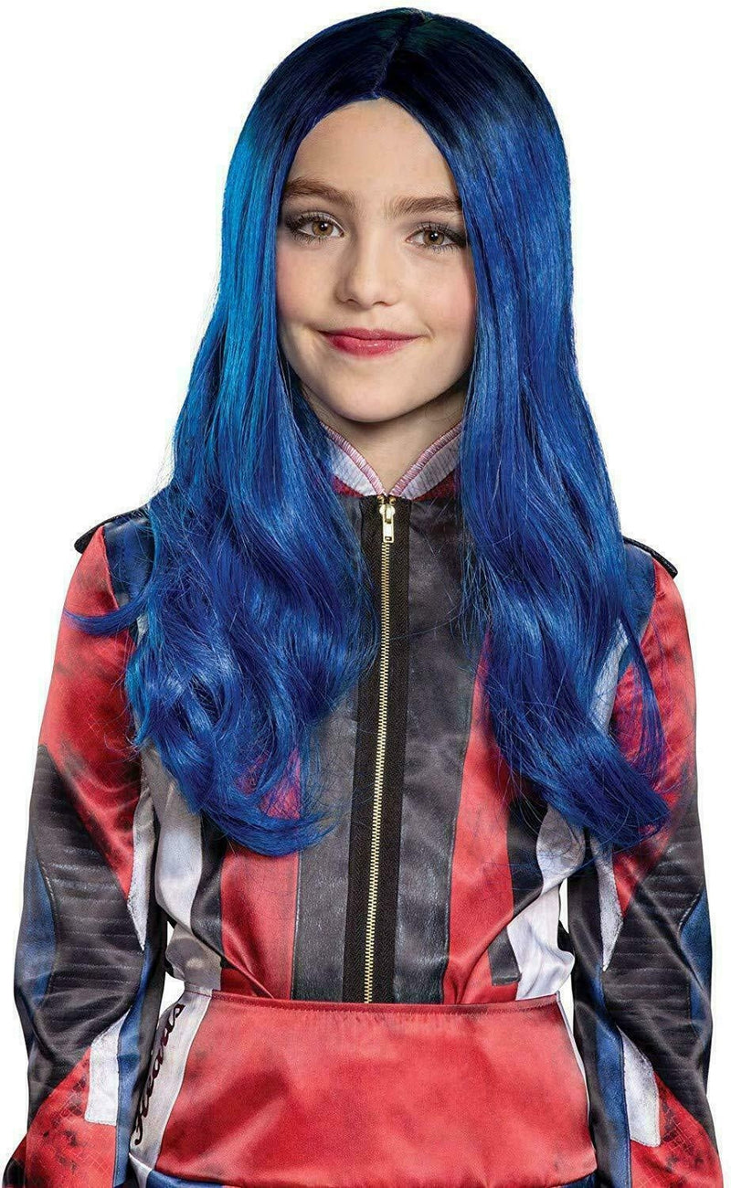 Blue Long Wavy Wig Cosplay Descendants 3 Mal Halloween Party Hair Wigs