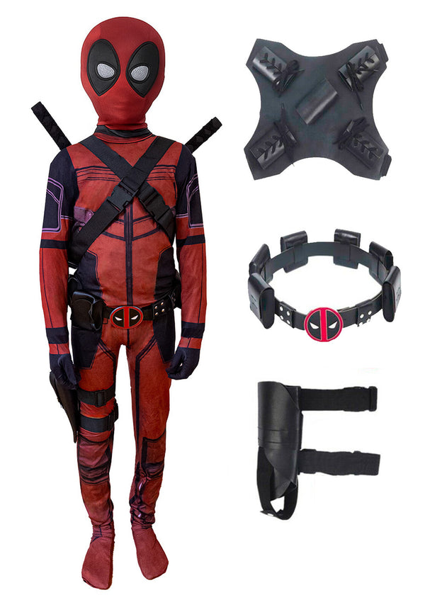 Kids Red Mercenary Hero Costume - Anti-Hero Vigilante Jumpsuit Set