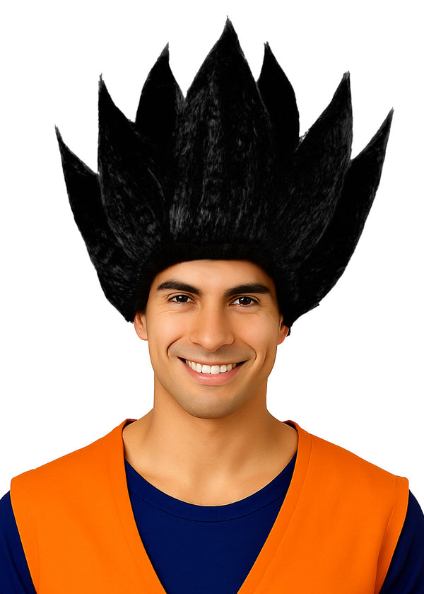 Adult Anime Warrior Wig - Black Spiky Saiyan Cosplay Hair