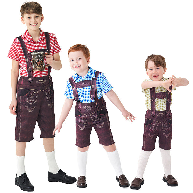 Kids Bavarian Boy Costume - Lederhosen with Shirt & Socks