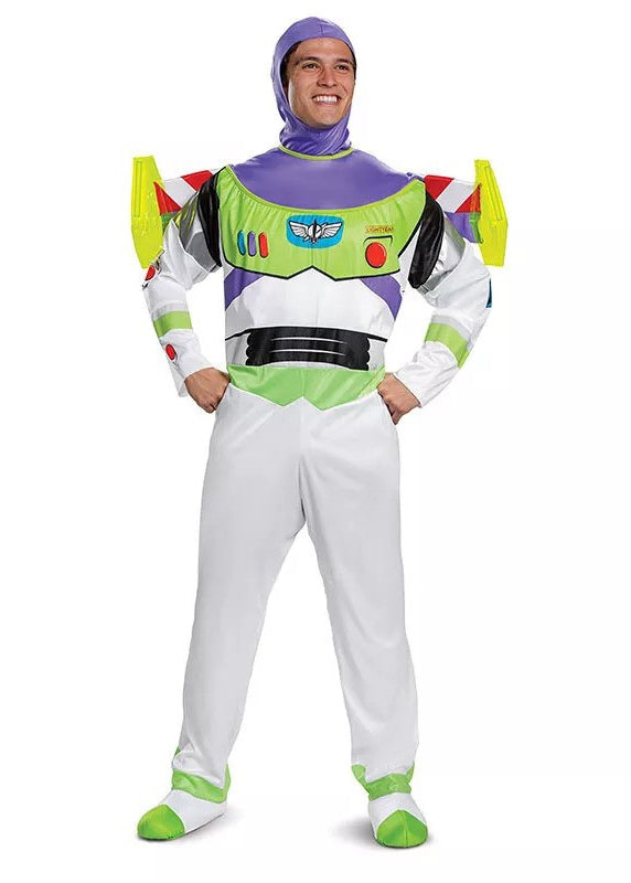 Kids space ranger costume full body jumpsuit with purple hood and green wings