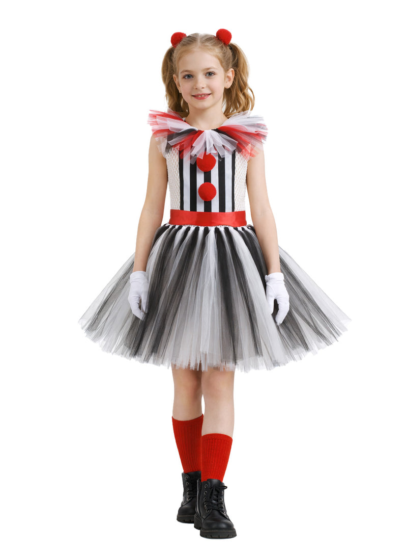 Girls Clown Tutu Costume Dress for Kids