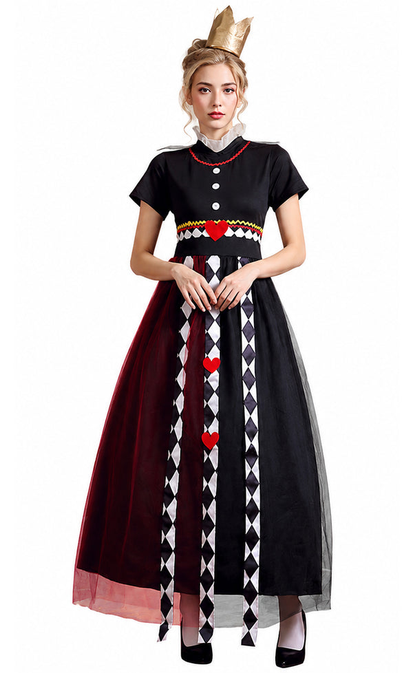 Womens Queen of Hearts Costume - Fairytale Royal Dress & Crown