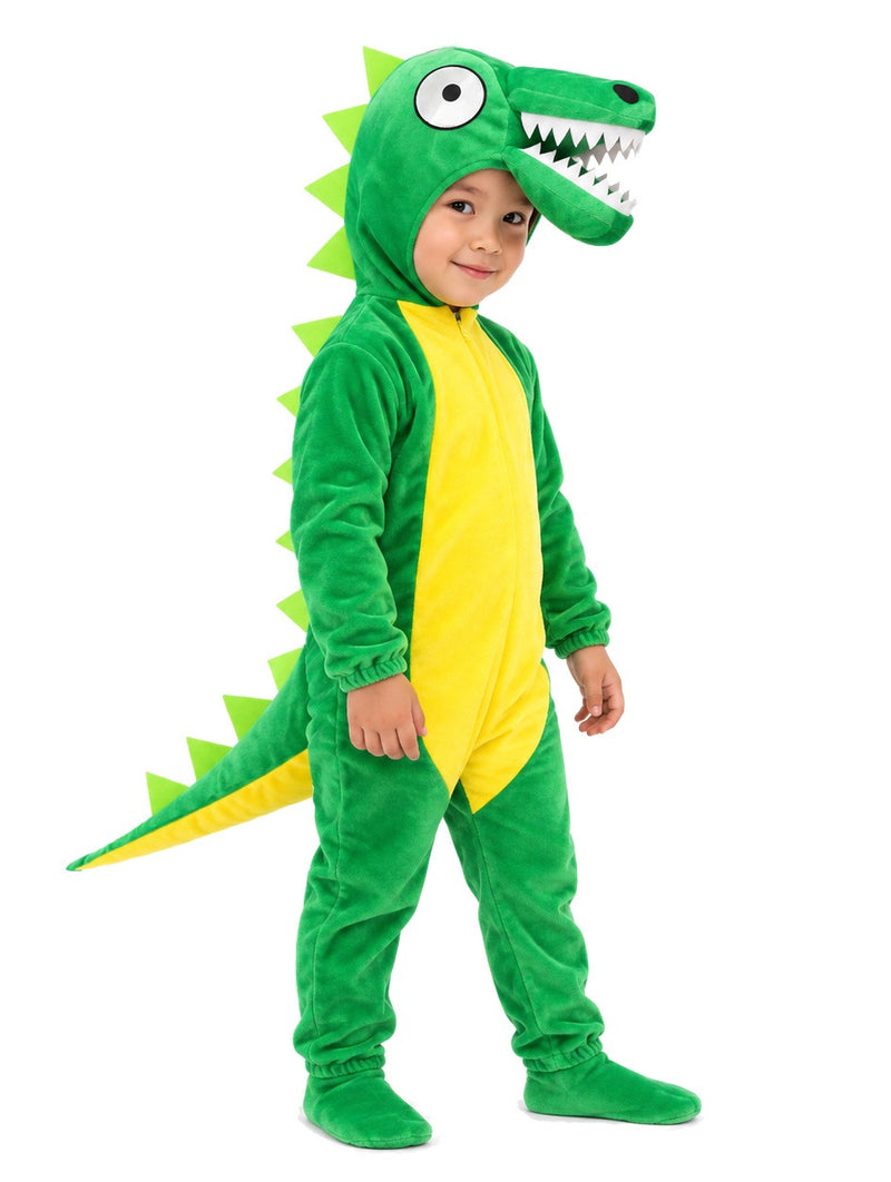 Kids Dinosaur Costume - Green T-Rex Jumpsuit with Hood