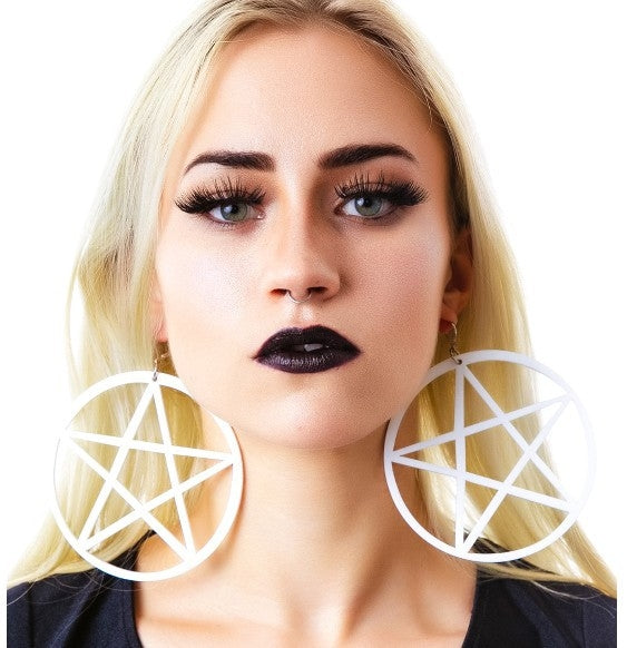 White Peace Star 80s 90s Earrings Retro Rock Star