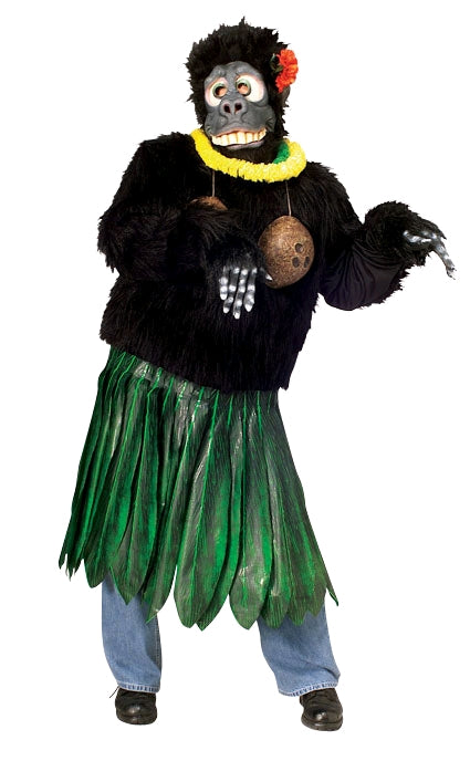 Adult Aloha Gorilla Costume Funny Animal Suit Hawaiian Luau Party Outfit & Mask