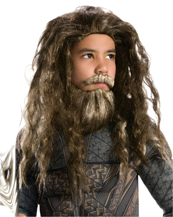 Kids Batman v Superman Aquaman Beard Wig Set Staff League DC Comic Costume