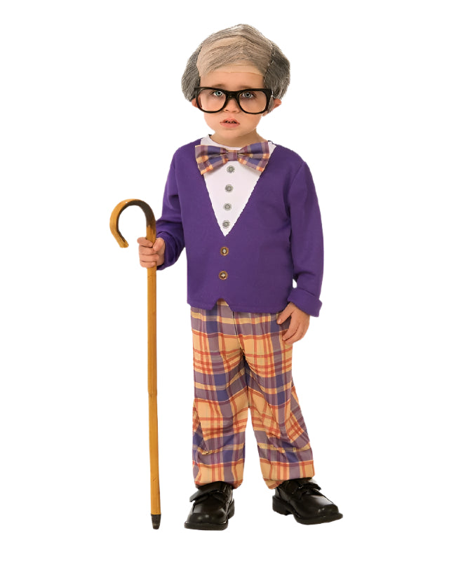 Grandpa little Old man Geezer Child Cosplay Costume Party Kids Outfit 100 days of school