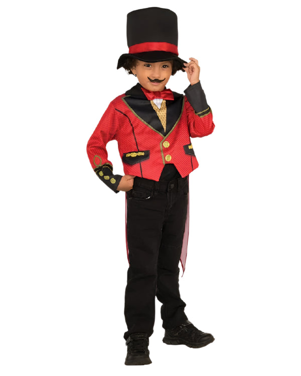 Ringmaster Child Costume Circus Showman Lion Tamer Top Tails Pants Hat