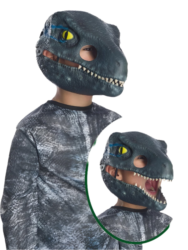Kids Velociraptor Blue Moveable Jaw Mask