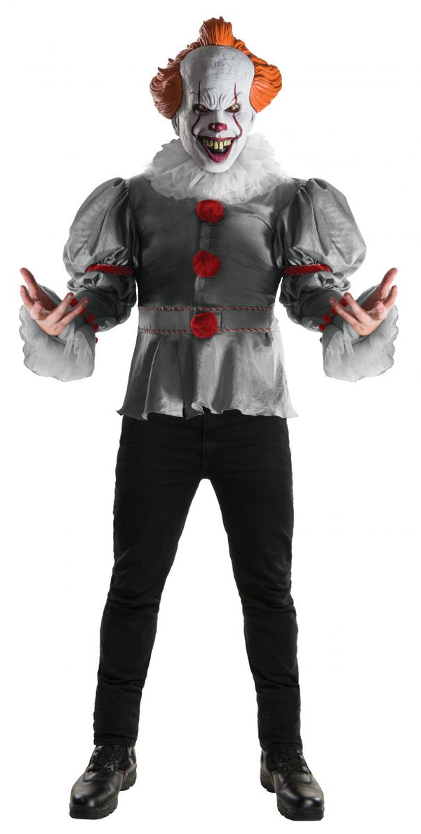 Mens Pennywise Evil Clown Circus Costume IT Movie Horror Scary Mask