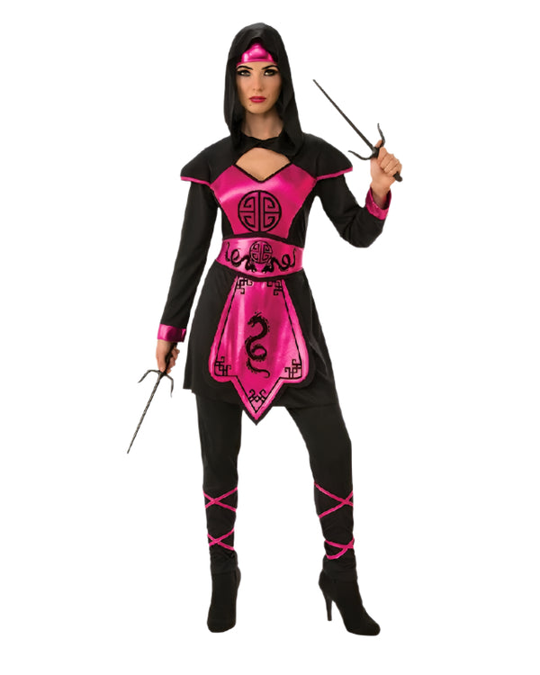 Ladies Ninja Assassin Pink Warrior Costume Japanese Deadly