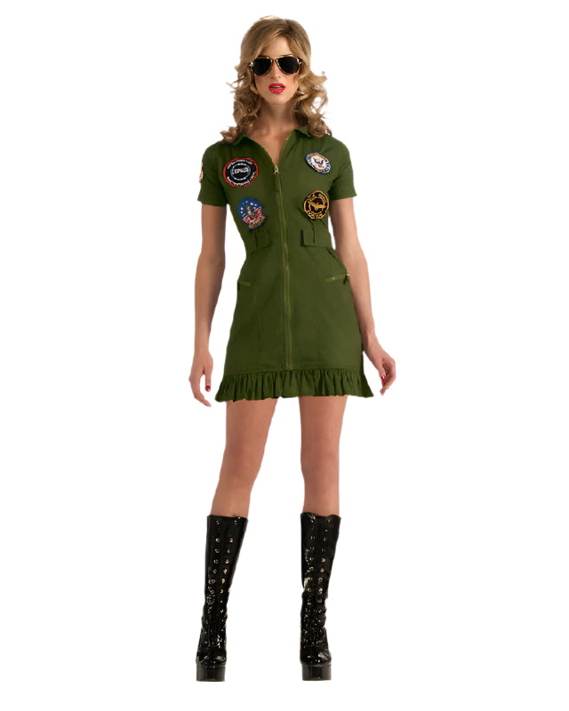 Sexy Top Gun 80s Military Ladies Costume Aviator Pilot