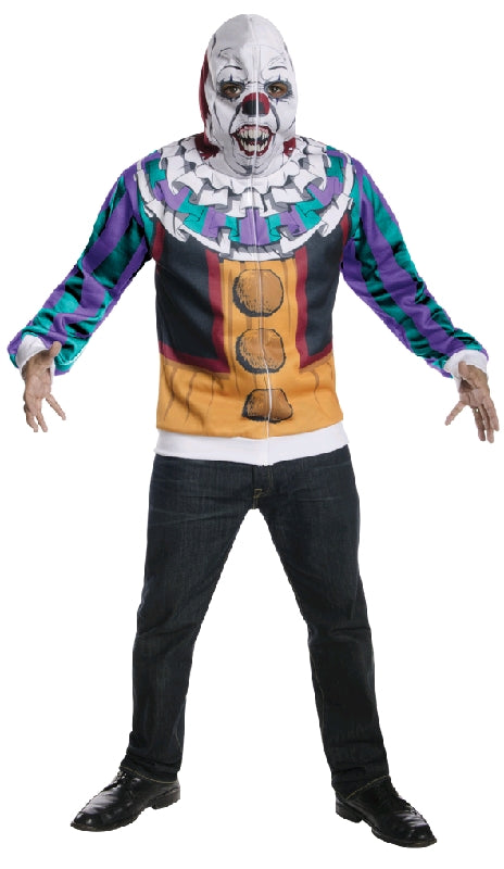 Mens IT Movie Pennywise Dancing Clown Scary Halloween Hoodie Mask Horror Costume