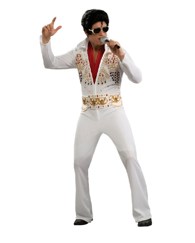 Mens Adult Elvis Presely King 50s Rock & Roll Star Jumpsuit Fancy Dress Costume