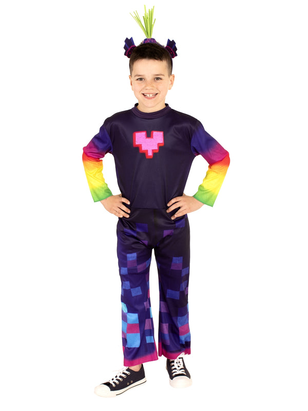 Kids King Trollex Costume - Trolls World Tour Techno Troll Jumpsuit