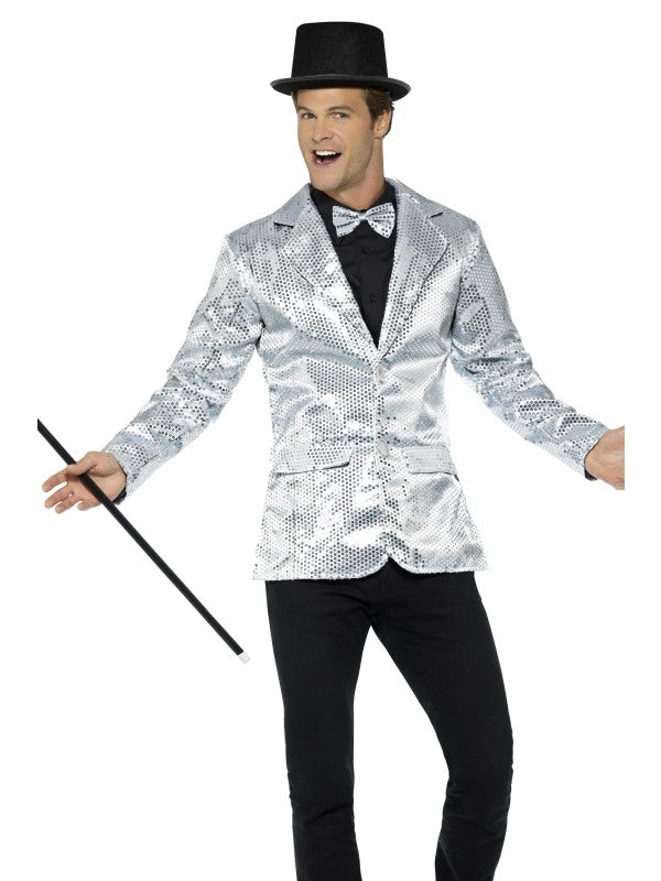 Mens Tuxedo Suit Silver Sequin Jacket Charleston 40s Dance Coats Blazers Costume