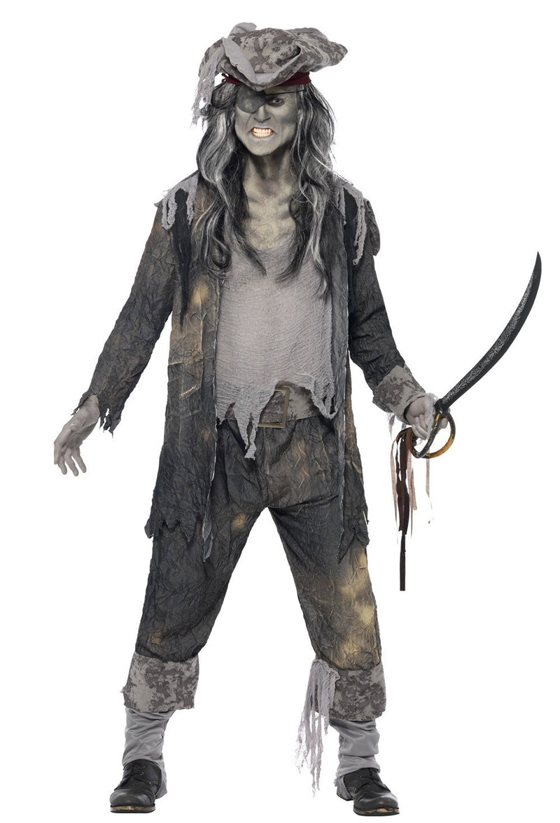 Mens Ghost Ship Ghoul Zombie Pirate Halloween Fancy Dress Horror Costume