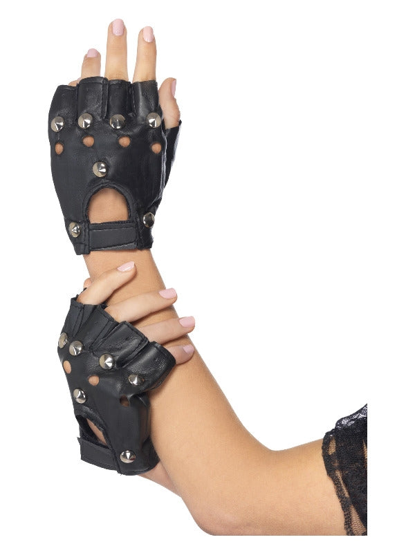 80s Black Punk Gloves