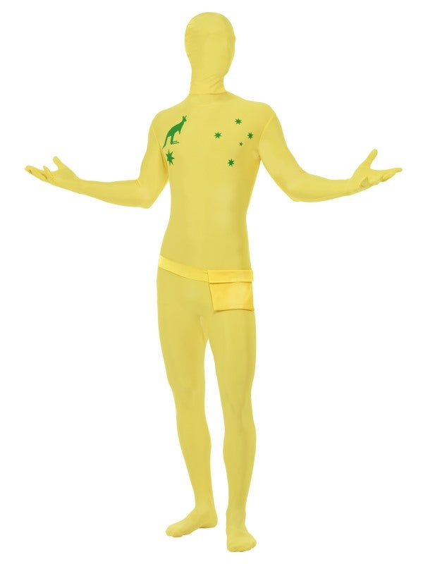 Adult Morph Costume Spandex Body Suit Zentai Green and Gold Australian Flag