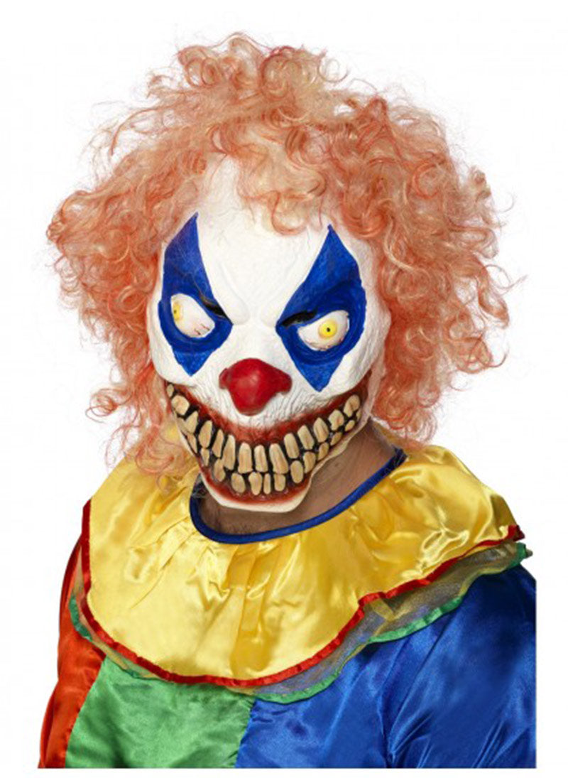 Halloween Scary Evil Full Overhead Latex Foam Clown Mask with Hair