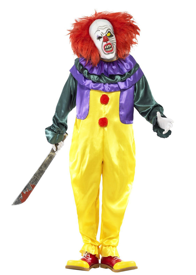 Halloween Classic Horror Clown Costume with Jumpsuit and Mask