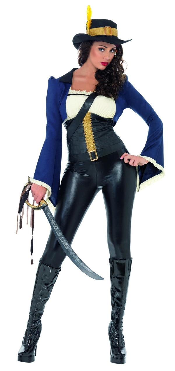 Womens Penelope Pirate Costume Fancy Dress Angelica Caribbean Outfit Ladies Sexy