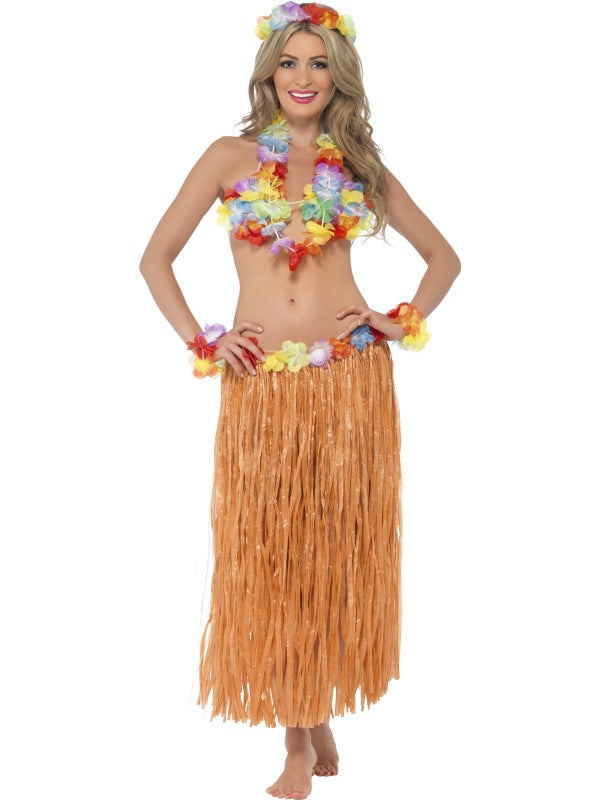 Adults Hula Honey Instant Kit Hawaiian 5pc Grass Skirt Luau Outfit