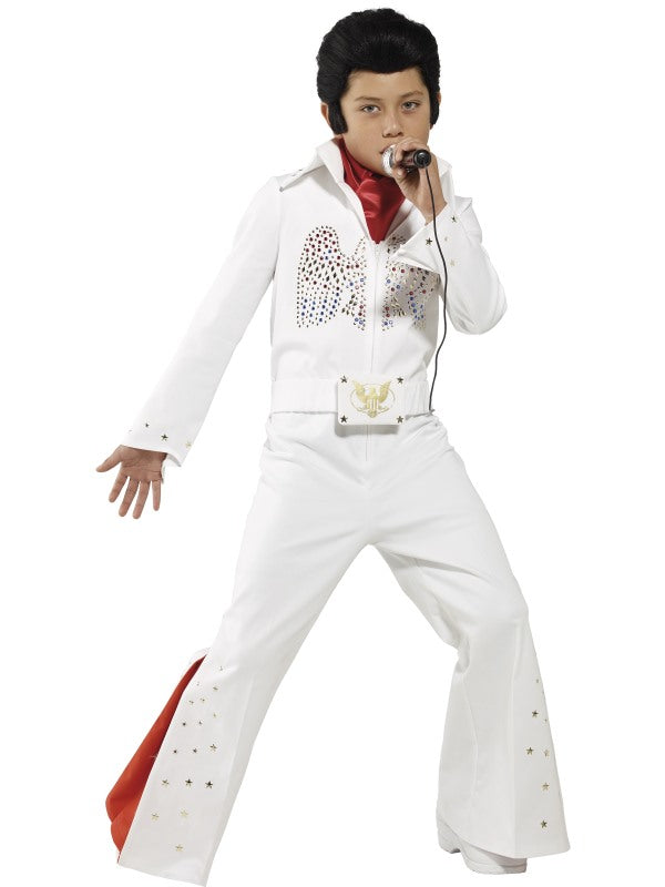 Kids Elvis Presley Jumpsuit Costume 50's Rock Star Famous Music Singer Fancy Dress
