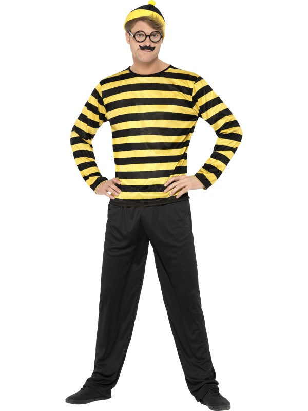 Adults Where's Wally Costume Mens Odlaw Yellow Waldo Fancy Dress