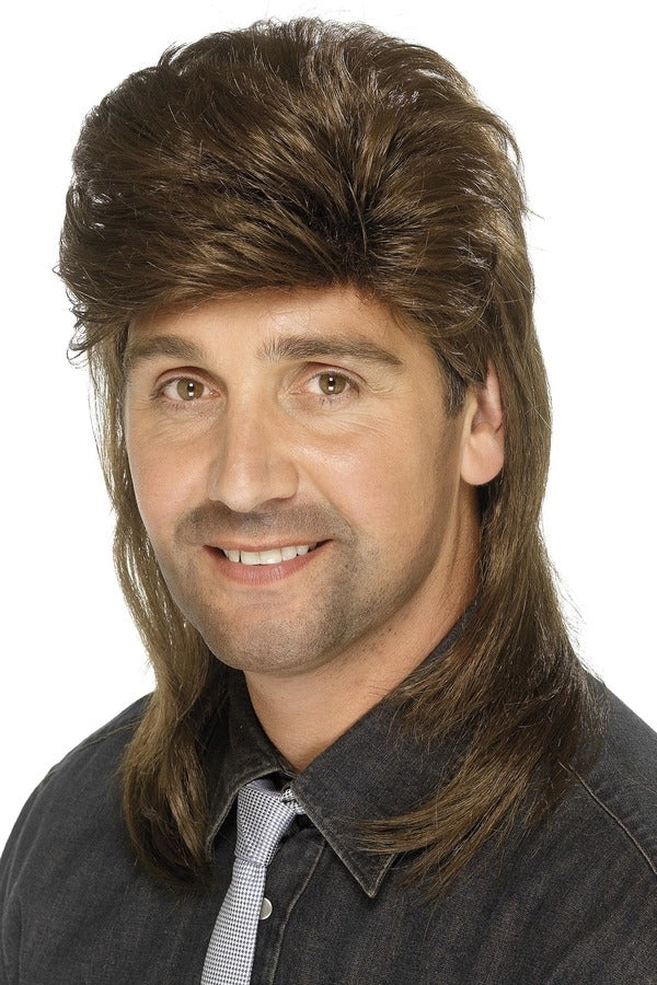Brown Mullet Wig 70s 80s 80's Adult Mens Punk